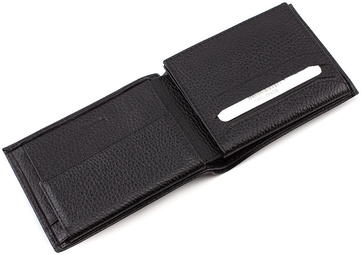 Повсякденне чоловіче портмоне чорного кольору з фактурної шкіри Bond Non (10649)