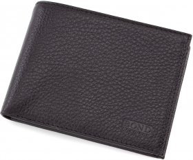 Повседневное мужское портмоне черного цвета из фактурной кожи Bond Non (10649)