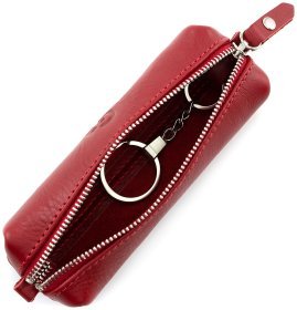 Стильная ключница красного цвета из гладкой кожи Grande Pelle (13277)