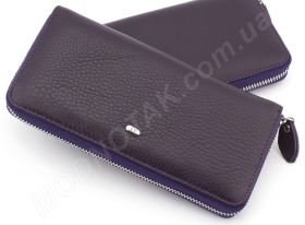 Фирменный женский кожаный кошелек пурпурного цвета на молнии ST Leather Accessories (17444)