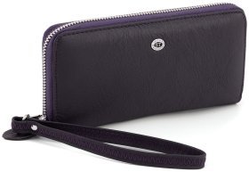 Фирменный женский кожаный кошелек пурпурного цвета на молнии ST Leather Accessories (17444)