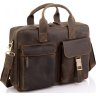 Винтажная мужская кожаная сумка для ноутбука в коричневом цвете Tiding Bag (15734) - 1