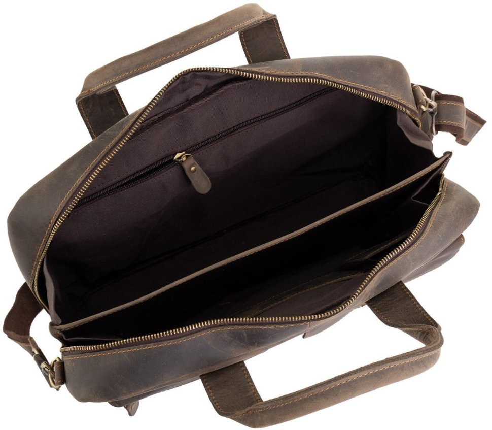 Винтажная мужская кожаная сумка для ноутбука в коричневом цвете Tiding Bag (15734)