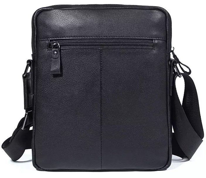 Классическая мужская черная сумка из натуральной кожи через плечо Tiding Bag (15808)