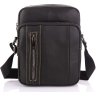 Чоловіча чорна сумка-планшет компактного розміру через плече з натуральної шкіри Tiding Bag (15859) - 3