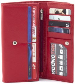 Красивий жіночий гаманець з натуральної шкіри червоного кольору на два відсіки ST Leather 73831