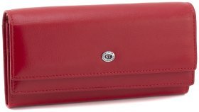 Красивий жіночий гаманець з натуральної шкіри червоного кольору на два відсіки ST Leather 73831