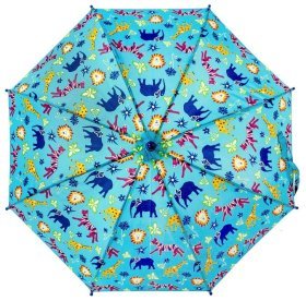 Детский зонт-трость Fulton Junior-4 C724 Jungle Chums (Голубой с принтом зверей, механика) 93831