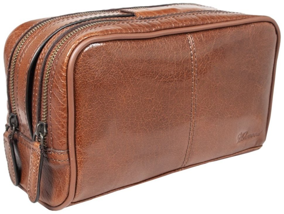 Мужской несессер из натуральной глянцевой кожи Ashwood 2012 Chestnut 94031 коричневого цвета modnotak фото №2