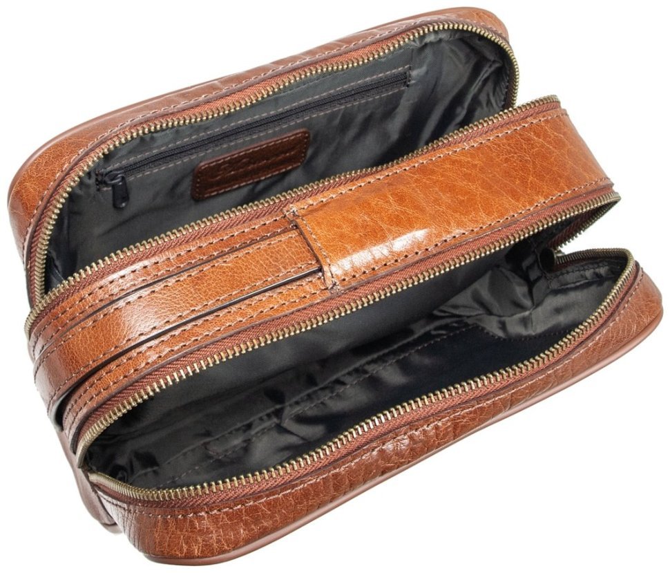 Мужской несессер из натуральной глянцевой кожи Ashwood 2012 Chestnut 94031 коричневого цвета modnotak фото №8