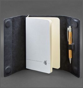 Кожаный блокнот (софт-бук) темно-синего цвета на магнитах BlankNote (14131)