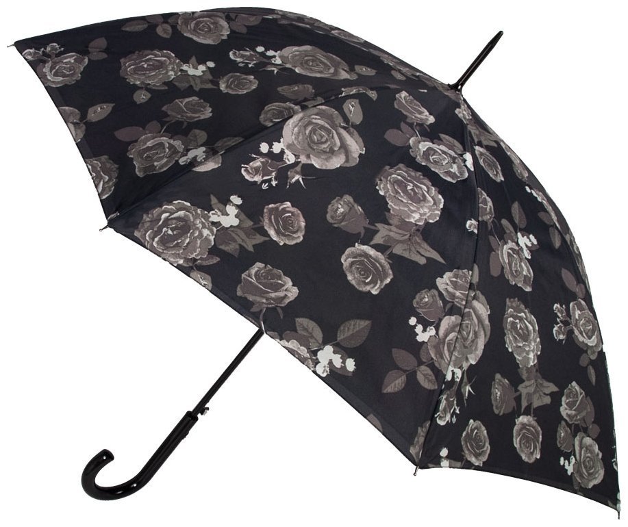 Зонт женский Fulton L754-040553 Bloomsbury-2 Garden Party (Трость, полуавтомат, черный с принтом цветов) 94131 modnotak фото №3