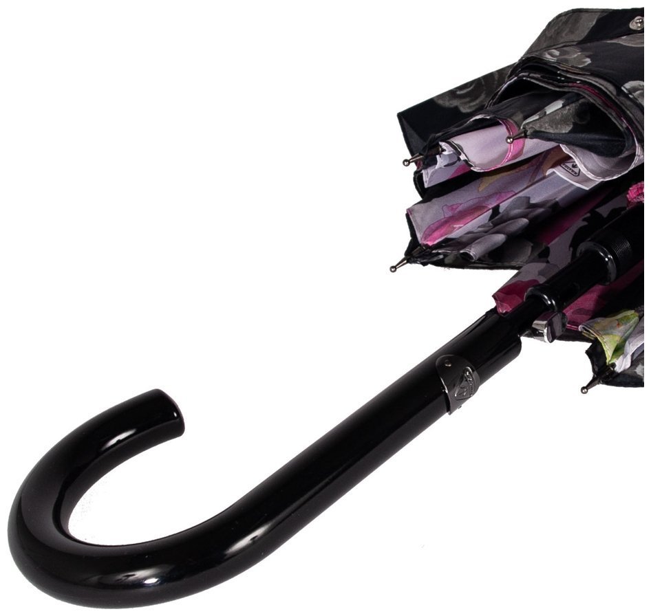 Зонт женский Fulton L754-040553 Bloomsbury-2 Garden Party (Трость, полуавтомат, черный с принтом цветов) 94131 modnotak фото №5