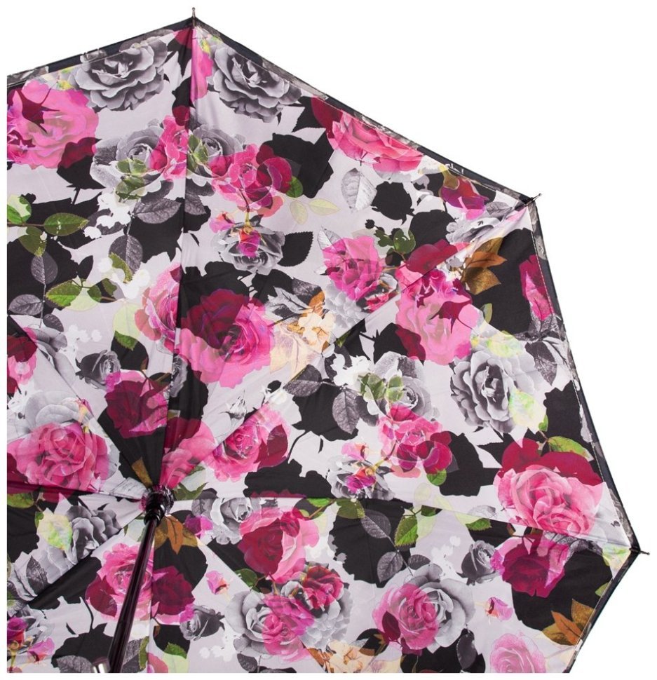 Зонт женский Fulton L754-040553 Bloomsbury-2 Garden Party (Трость, полуавтомат, черный с принтом цветов) 94131 modnotak фото №6