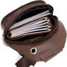 Вертикальная мужская сумка-слинг из кожзаменителя коричневого цвета Vintage (20514) - 3