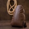 Вертикальная мужская сумка-слинг из кожзаменителя коричневого цвета Vintage (20514) - 7