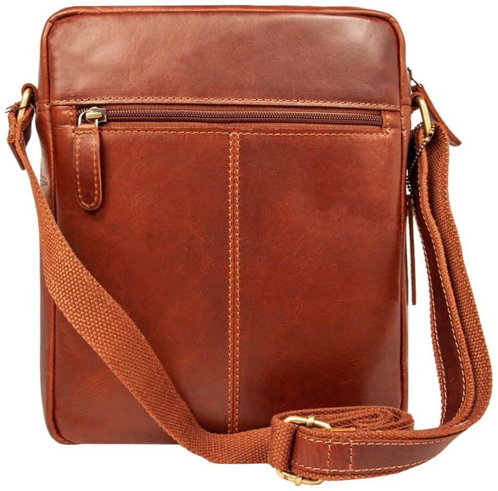 Якісна чоловіча сумка через плече з натуральної гладкої шкіри коричневого кольору Ashwood K42 94231 (Великобританія) modnotak фото №4