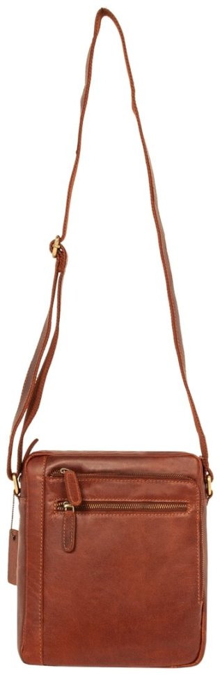 Якісна чоловіча сумка через плече з натуральної гладкої шкіри коричневого кольору Ashwood K42 94231 (Великобританія) modnotak фото №7