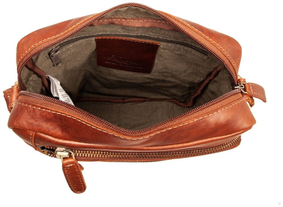 Якісна чоловіча сумка через плече з натуральної гладкої шкіри коричневого кольору Ashwood K42 94231 (Великобританія) modnotak фото №8