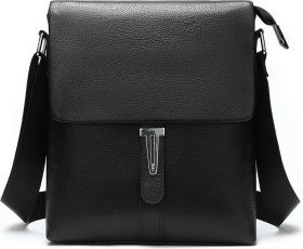 Чоловіча сумка - планшет шкіряна Флотар чорного кольору VINTAGE STYLE (20032)