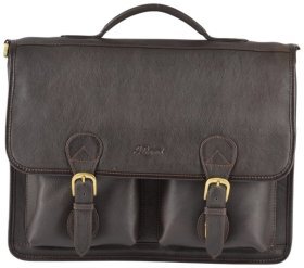 Діловий чоловічий портфель з матової шкіри з ручкою Ashwood 94331 коричневого кольору