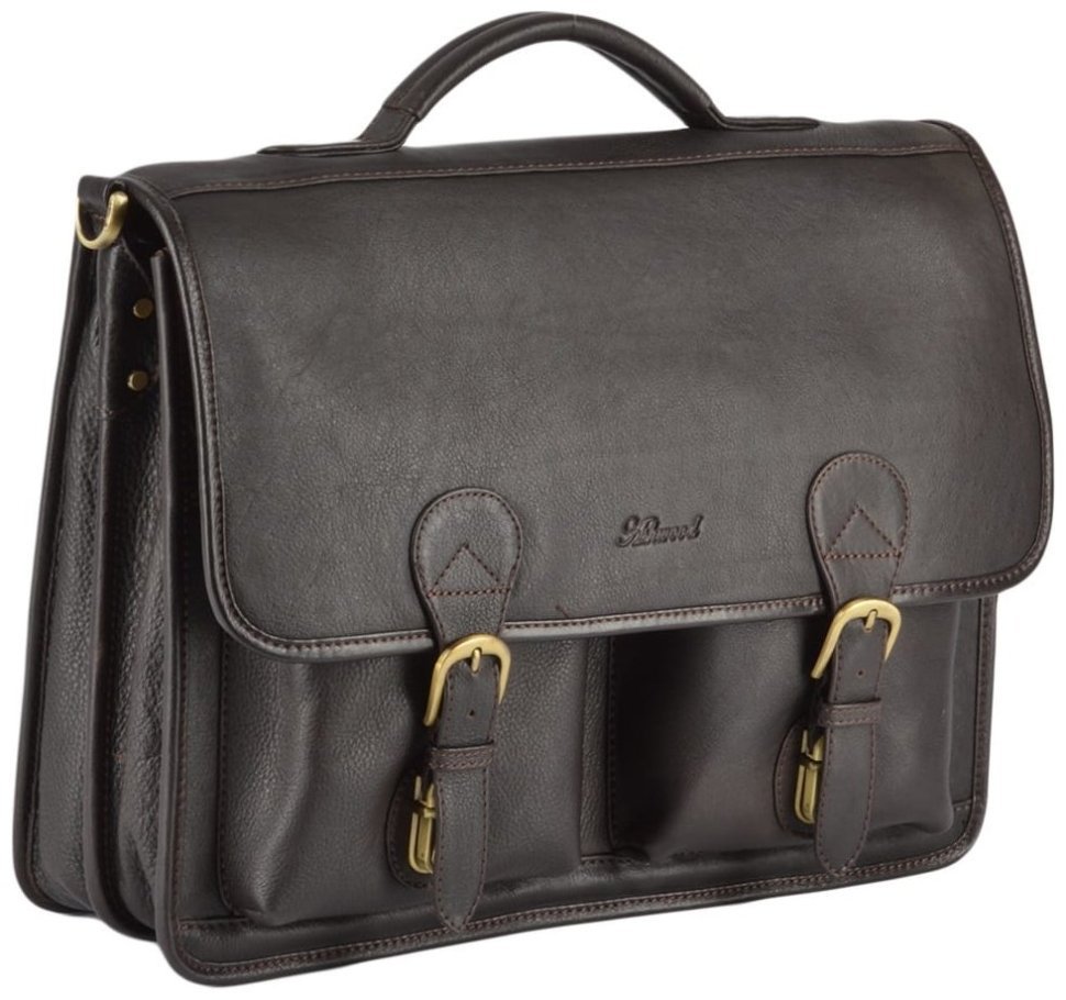 Деловой мужской портфель из матовой кожи с ручкой Ashwood 94331 коричневого цвета modnotak фото №2