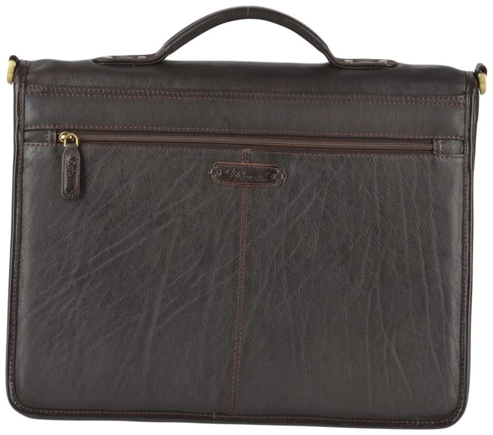 Деловой мужской портфель из матовой кожи с ручкой Ashwood 94331 коричневого цвета modnotak фото №3