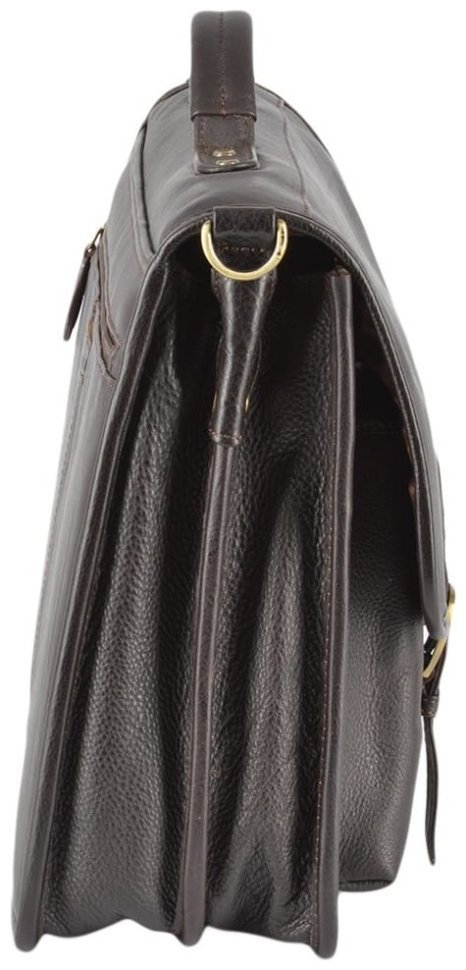 Деловой мужской портфель из матовой кожи с ручкой Ashwood 94331 коричневого цвета modnotak фото №4