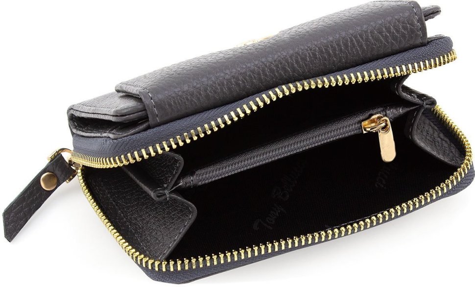 Темно-сірий гаманець з фактурної шкіри італійського виробництва Tony Bellucci (10797)