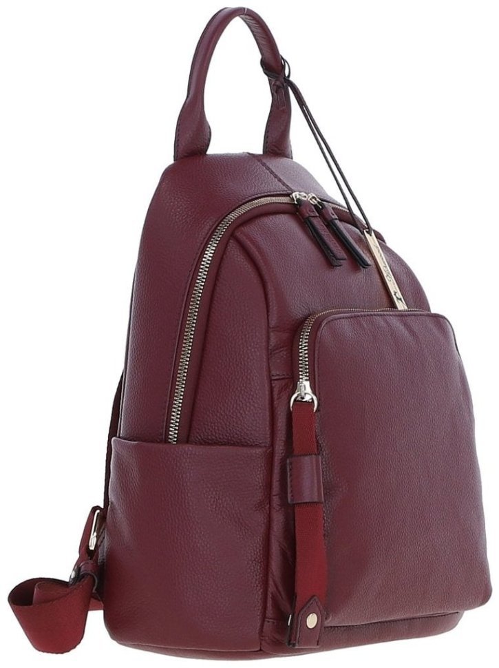 Вместительный женский рюкзак из фактурной кожи бордового цвета Ashwood 94431 фото №4 Вместительный женский рюкзак из фактурной кожи бордового цвета Ashwood 94431 modnotak фото №4