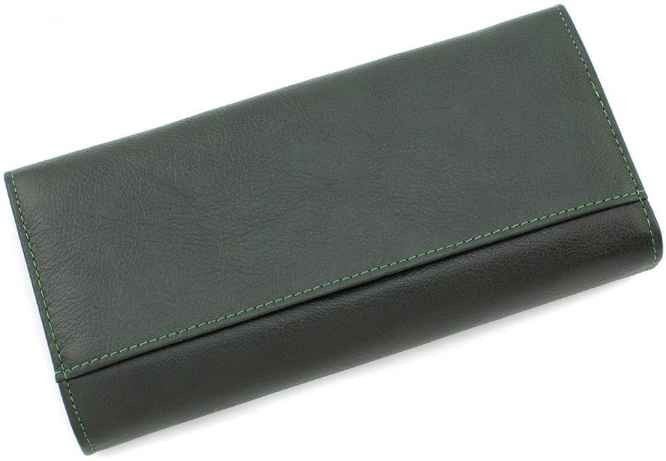 Кожаный женский кошелек зеленого цвета на кнопке ST Leather (17289)