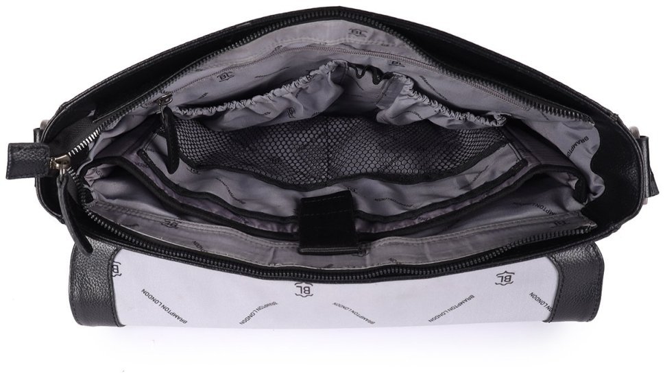 Чоловіча сумка месенджер із фактурної шкіри для ноутбука 15" Brampton London Emissary 94531 Чорного кольору modnotak фото №5