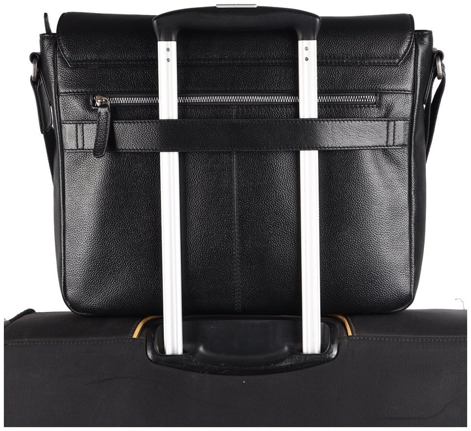 Чоловіча сумка месенджер із фактурної шкіри для ноутбука 15" Brampton London Emissary 94531 Чорного кольору modnotak фото №8