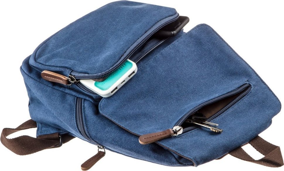 Модний текстильний жіночий рюкзак синього кольору Vintage (20197)