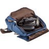 Модный текстильный женский рюкзак синего цвета Vintage (20197) - 4
