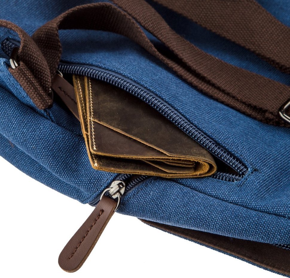 Модный текстильный женский рюкзак синего цвета Vintage (20197)