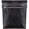 Кожаная мужская сумка-планшет в черном цвете с тиснением под рептилию Desisan (19218) - 3