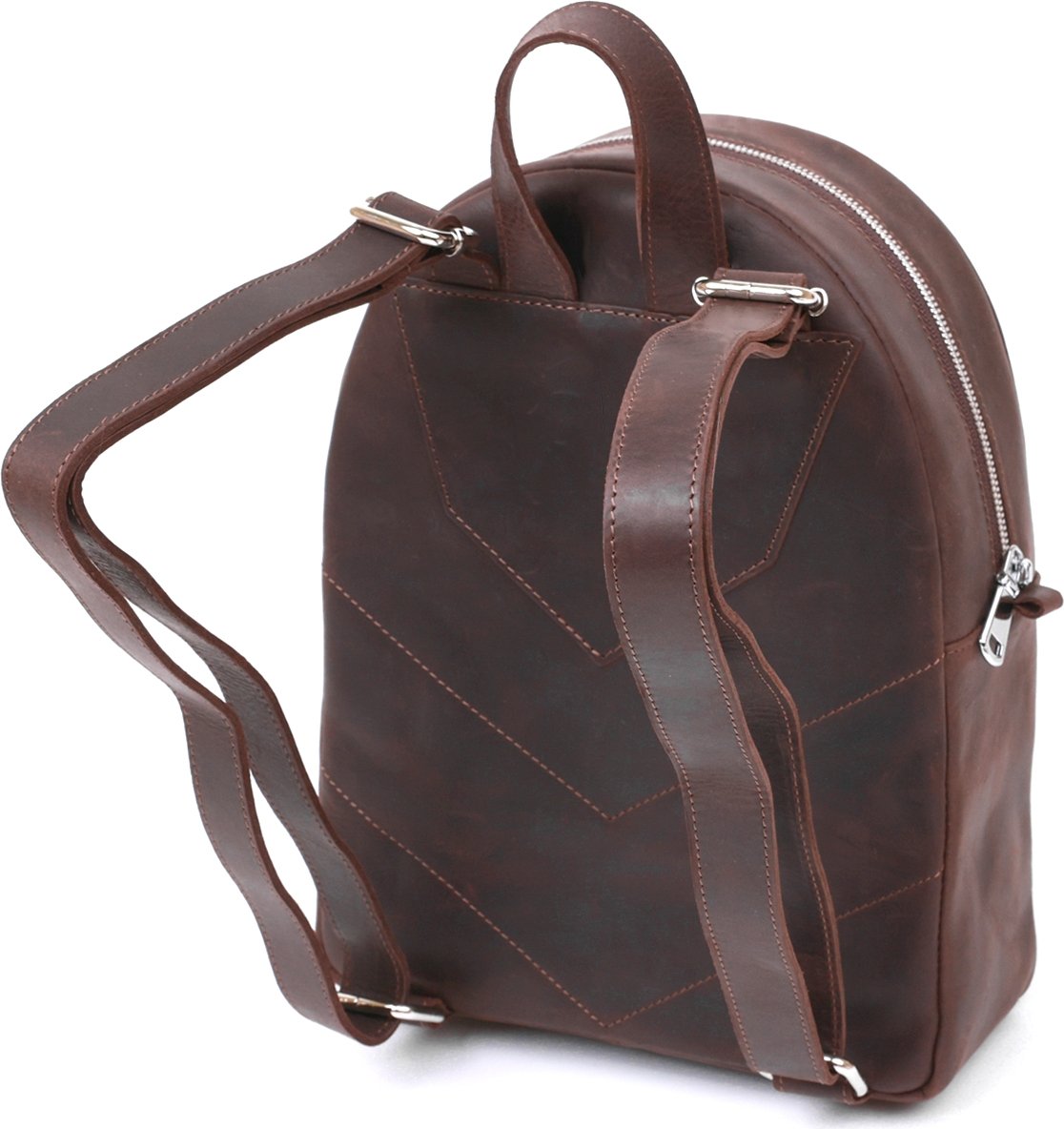 Винтажный женский рюкзак коричневого цвета с застежкой-молнией Shvigel (16314)