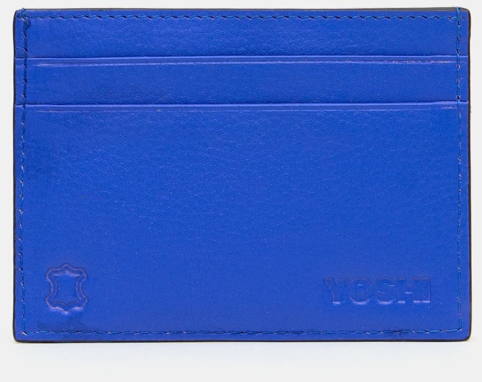 Кожаный кардхолдер синего цвета с принтом пчелок Yoshi Y1218 94931 modnotak фото №2