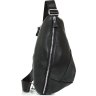 Практичная мужская сумка-слинг из фактурной кожи черного цвета Tiding Bag (21235) - 2