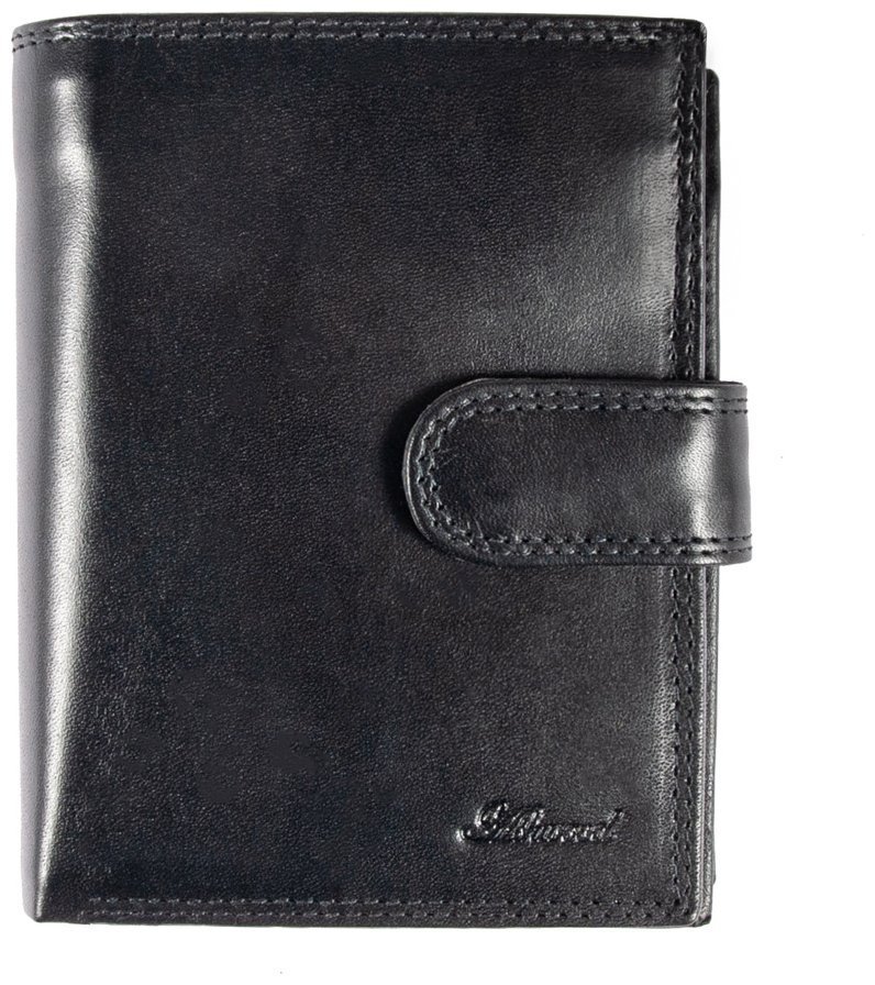 Деловое мужское портмоне из гладкой кожи на кнопке Ashwood 1246 VT черного цвета 95431 фото №1 Деловое мужское портмоне из гладкой кожи на кнопке Ashwood 1246 VT черного цвета 95431 modnotak фото №1