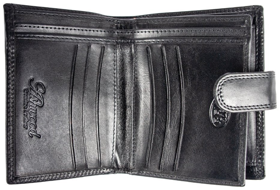 Деловое мужское портмоне из гладкой кожи на кнопке Ashwood 1246 VT черного цвета 95431 фото №3 Деловое мужское портмоне из гладкой кожи на кнопке Ashwood 1246 VT черного цвета 95431 modnotak фото №3