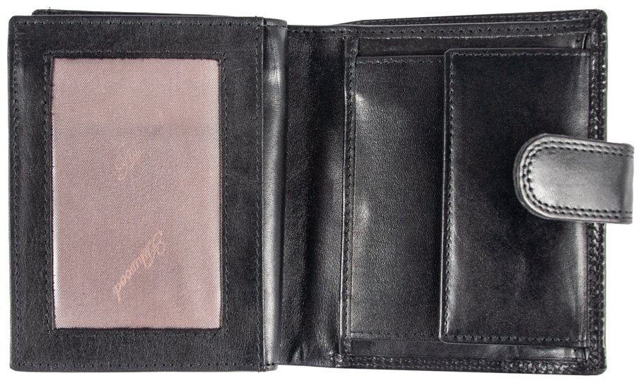 Деловое мужское портмоне из гладкой кожи на кнопке Ashwood 1246 VT черного цвета 95431 фото №4 Деловое мужское портмоне из гладкой кожи на кнопке Ashwood 1246 VT черного цвета 95431 modnotak фото №4