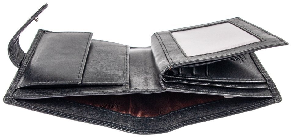 Деловое мужское портмоне из гладкой кожи на кнопке Ashwood 1246 VT черного цвета 95431 фото №6 Деловое мужское портмоне из гладкой кожи на кнопке Ashwood 1246 VT черного цвета 95431 modnotak фото №6
