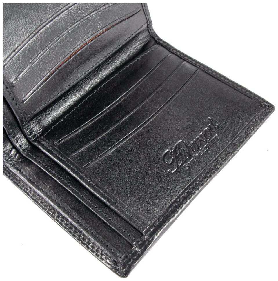 Деловое мужское портмоне из гладкой кожи на кнопке Ashwood 1246 VT черного цвета 95431 фото №7 Деловое мужское портмоне из гладкой кожи на кнопке Ashwood 1246 VT черного цвета 95431 modnotak фото №7