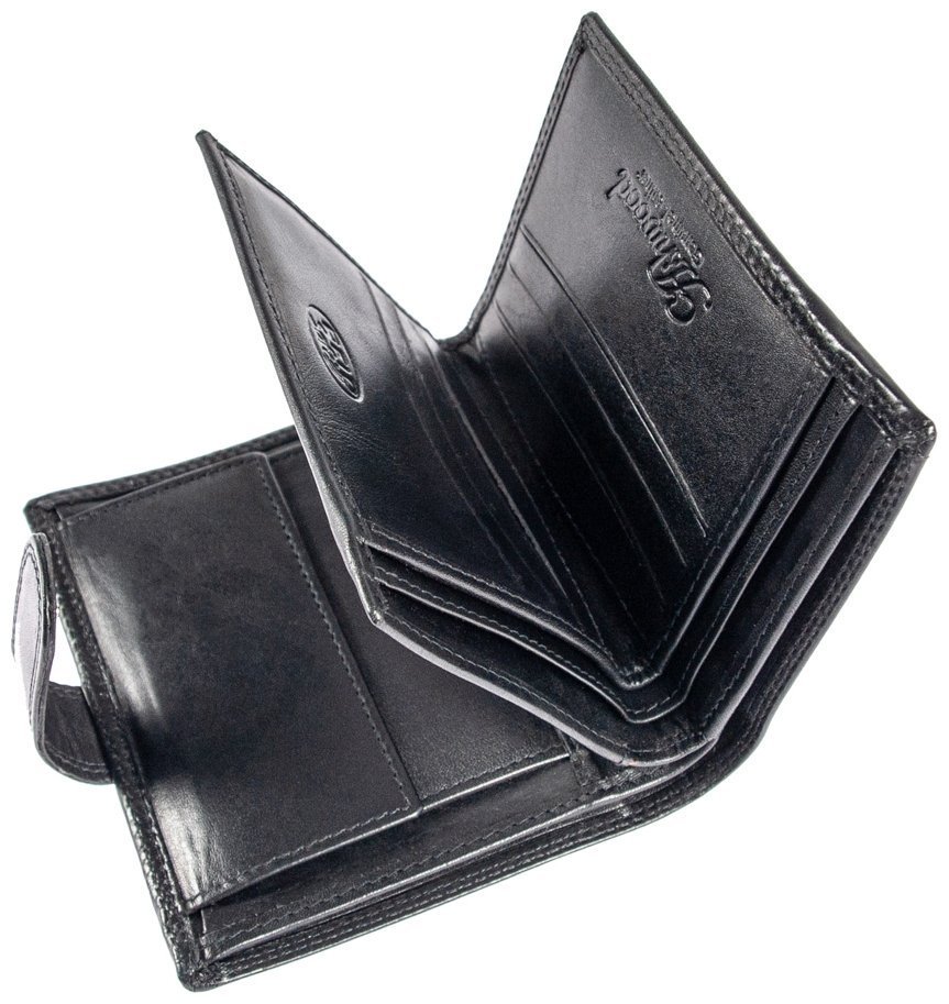 Деловое мужское портмоне из гладкой кожи на кнопке Ashwood 1246 VT черного цвета 95431 фото №8 Деловое мужское портмоне из гладкой кожи на кнопке Ashwood 1246 VT черного цвета 95431 modnotak фото №8