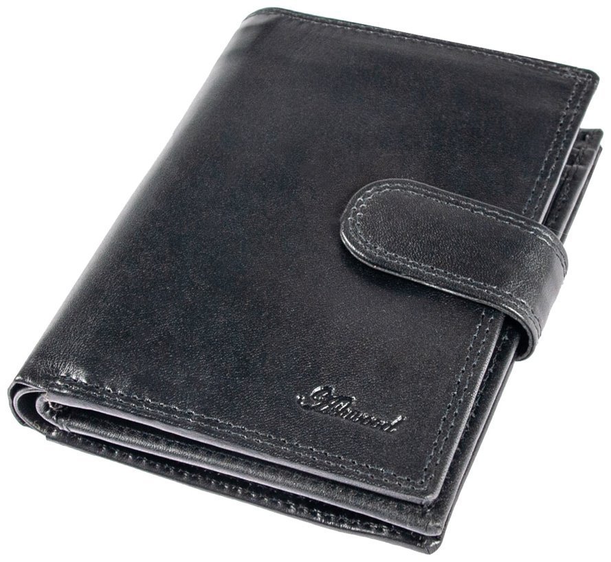 Деловое мужское портмоне из гладкой кожи на кнопке Ashwood 1246 VT черного цвета 95431 фото №9 Деловое мужское портмоне из гладкой кожи на кнопке Ashwood 1246 VT черного цвета 95431 modnotak фото №9