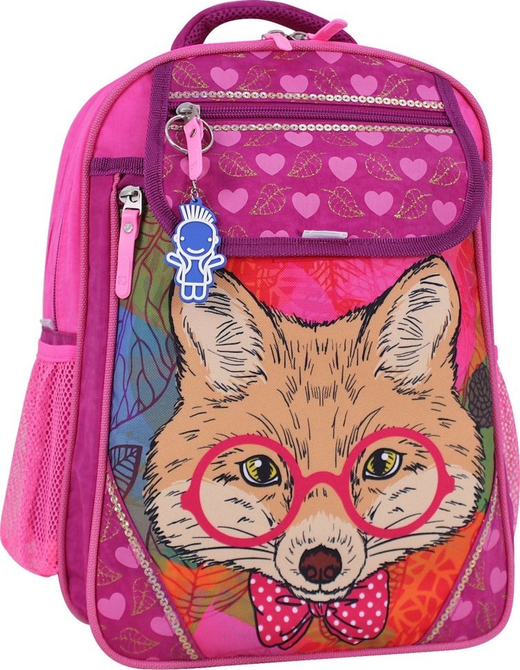 Шкільний рюкзак для дівчаток у малиновому кольорі з принтом Bagland (55531)