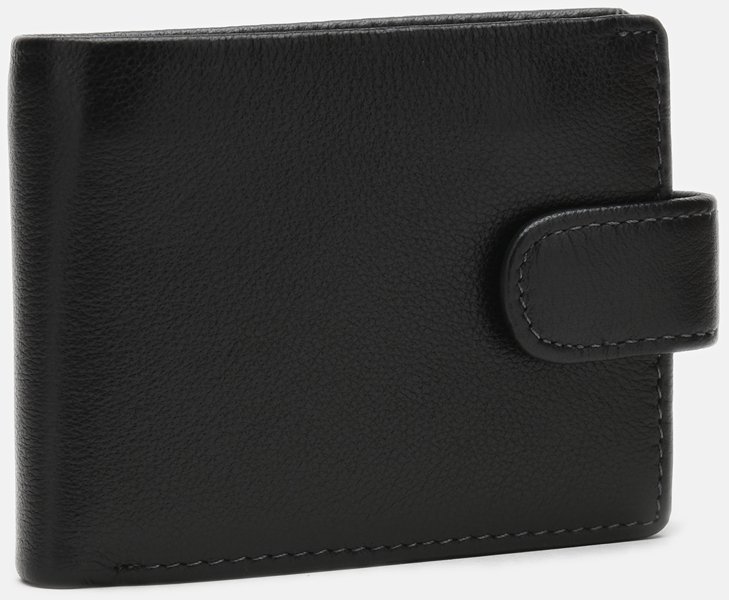 Чоловічий гаманець із натуральної чорної шкіри з монетницею Ricco Grande 65931