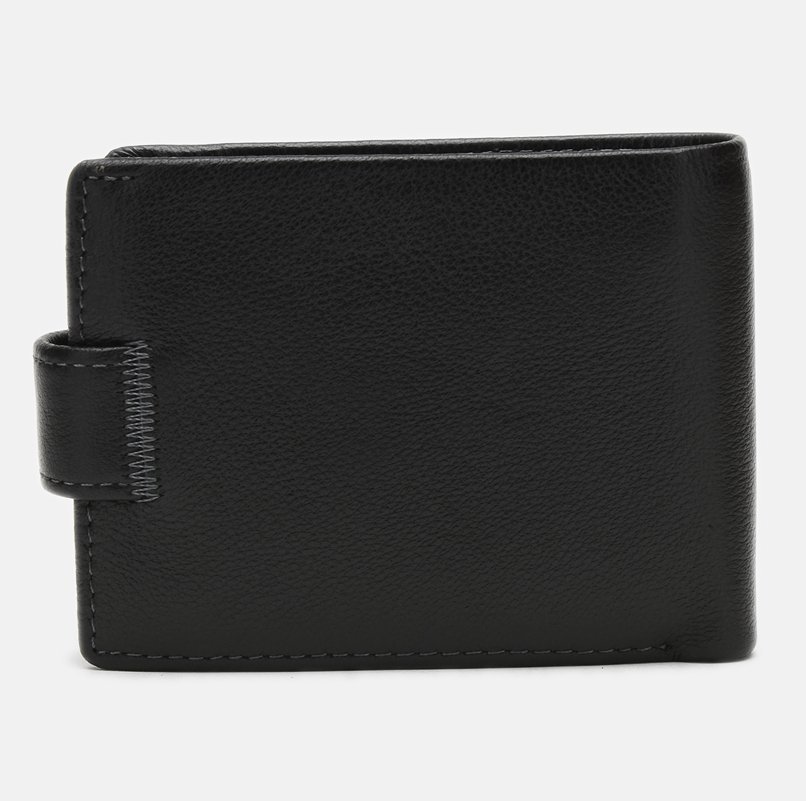 Чоловічий гаманець із натуральної чорної шкіри з монетницею Ricco Grande 65931
